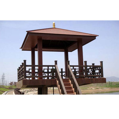 अच्छी कीमत हल्के डब्ल्यूपीसी गजबो जलरोधक आउटडोर लकड़ी गजबो भूरा रंग ऑनलाइन